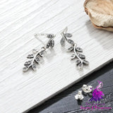 Retro Leaves Sterling Silver Earrings for Women