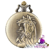 Vintage Horse Pattern Quartz Pocket Watch