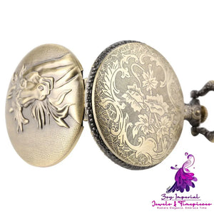 Vintage Horse Pattern Quartz Pocket Watch