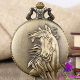 Vintage Horse Pattern Quartz Pocket Watch