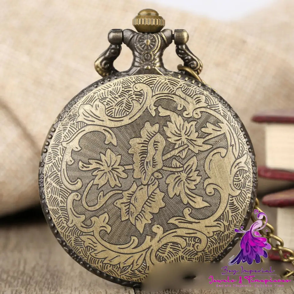 Vintage Horse Pattern Quartz Pocket Watch