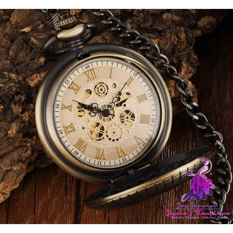 Flip Mechanical Hollow Pocket Watch