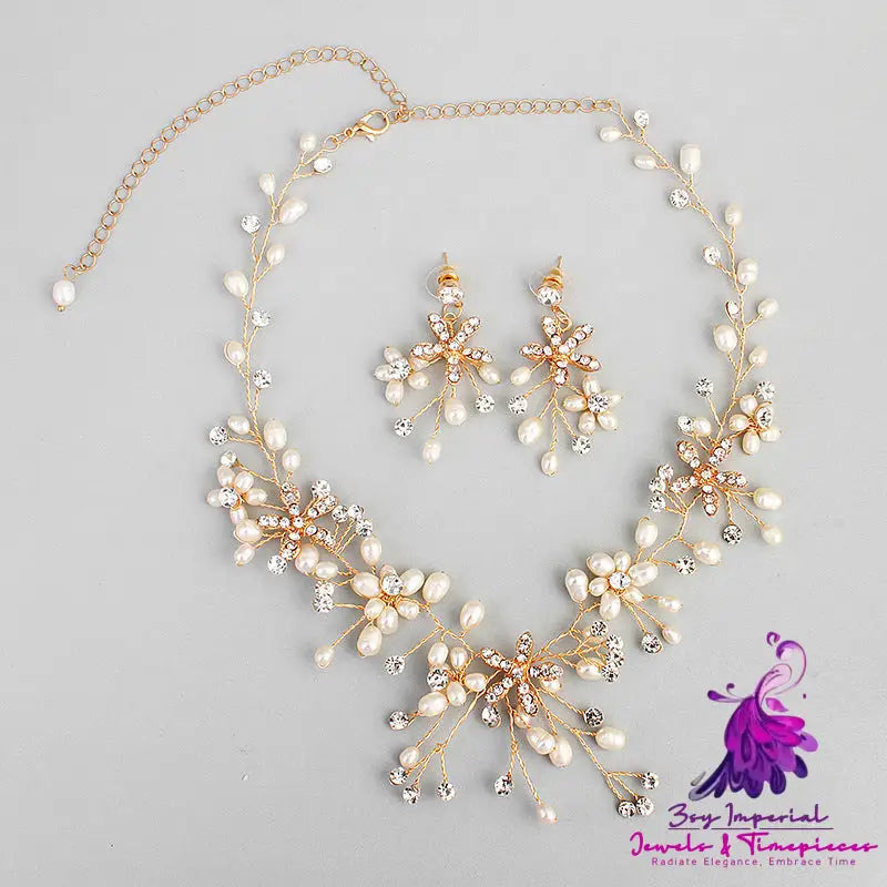 Pearl Necklace and Earring Set