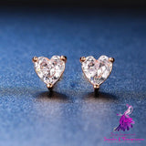 Classic Simple Romantic Three-claw Loving Heart Zircon Stud