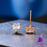 Classic Simple Romantic Three-claw Loving Heart Zircon Stud