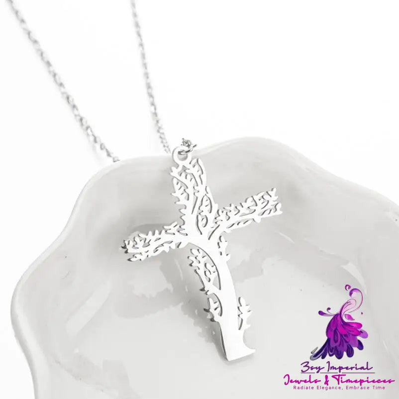 Tree Of Life Necklace Ladies Cross Clavicle Chain Jewelry