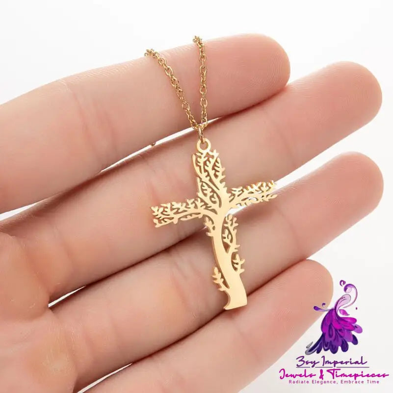 Tree Of Life Necklace Ladies Cross Clavicle Chain Jewelry