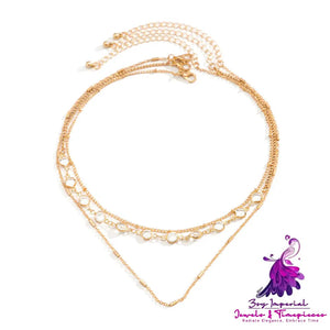 Women’s Fashion All-match Simple Crystal Twin Clavicle Chain