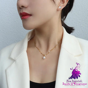 Pearl Earrings Stud Clavicle Chain