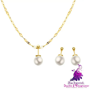 Pearl Earrings Stud Clavicle Chain