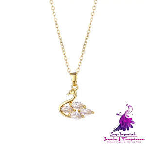 Micro-inlaid Rhinestone Swan Pendant