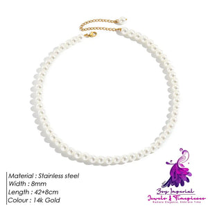 Golden Pearl Clavicle Chain