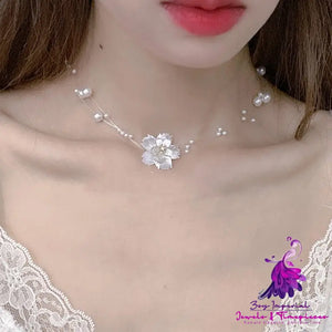 Shell Flower Pearl Clavicle Chain