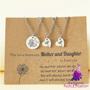 Mother’s Day Card Necklace Heart Parent-child Clavicle