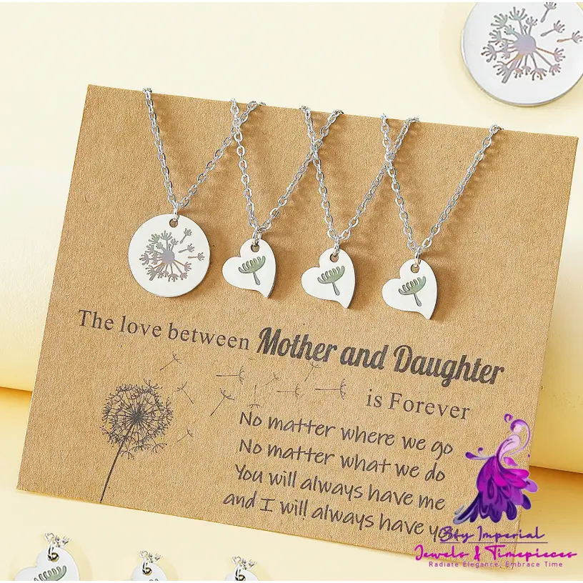 Mother’s Day Card Necklace Heart Parent-child Clavicle