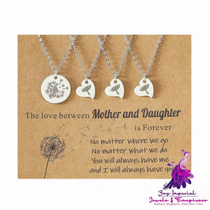 Mother’s Day Card Necklace Heart Parent-child Clavicle