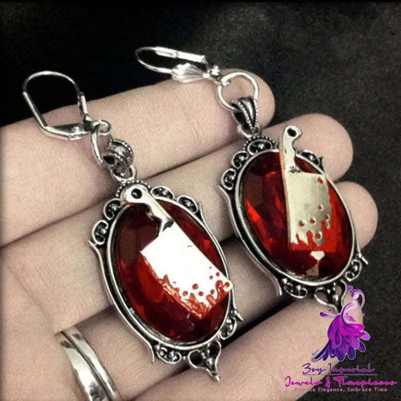 Bloody Cleaver Gothic Earrings