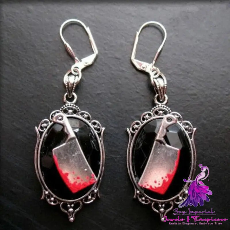 Bloody Cleaver Gothic Earrings