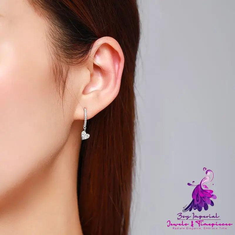 Heart-shaped Ear Clip with Rhinestone Love