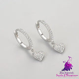 Heart-shaped Ear Clip with Rhinestone Love