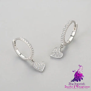 Heart-shaped Ear Clip with Rhinestone Love