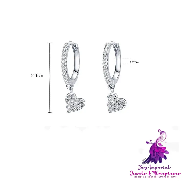 Heart-shaped Ear Clip with Rhinestone Love