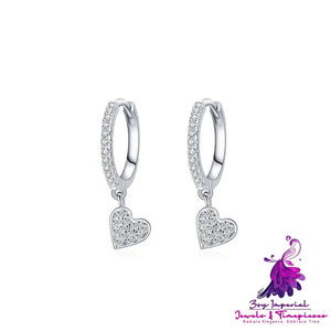 Heart-shaped Ear Clip with Rhinestone Love