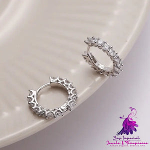 Sterling Silver Round Ear Clip Diamond