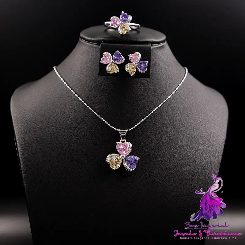 Clover Zircon Diamond Jewelry Set