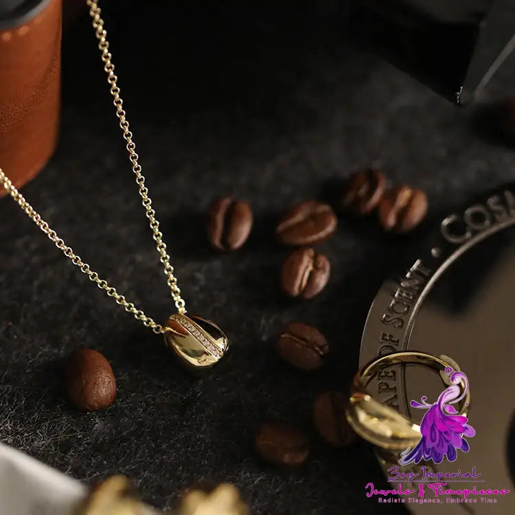 Coffee Bean Collar Chain Pendant S925 Necklace