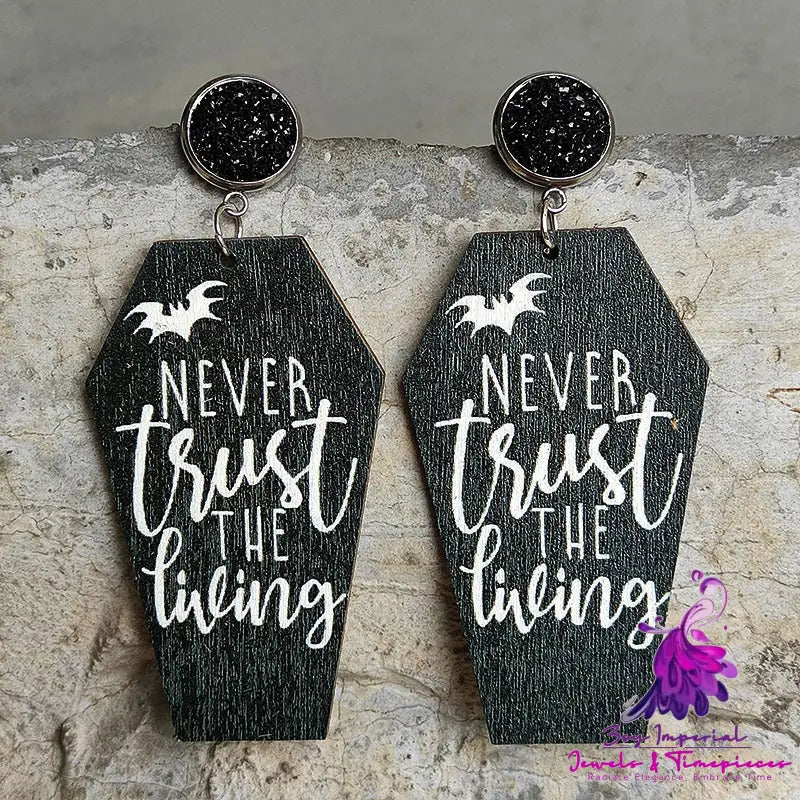 Grave Undead Bat Coffin Cross Earrings