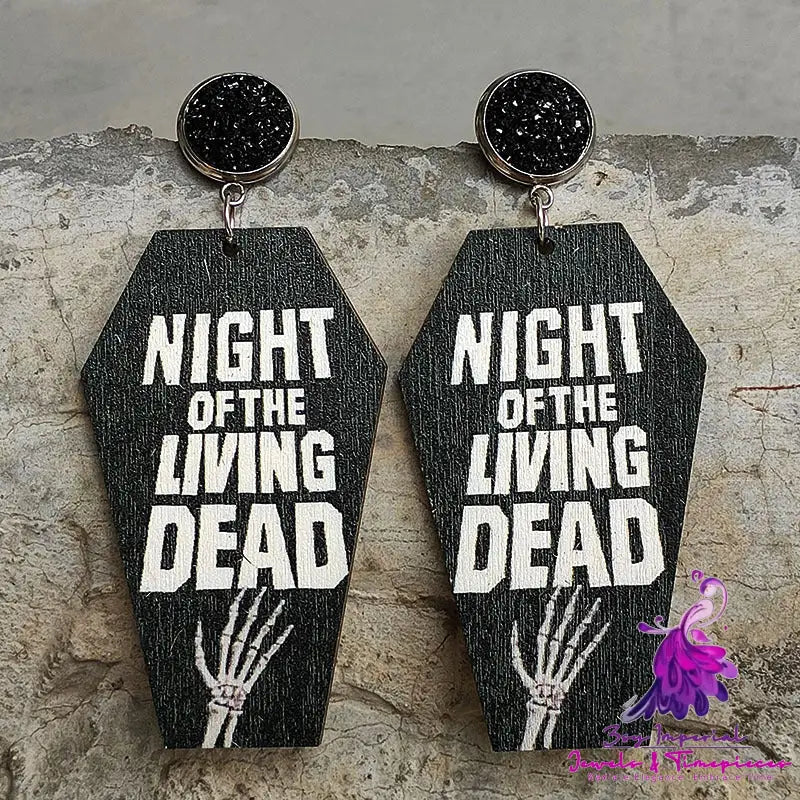 Grave Undead Bat Coffin Cross Earrings