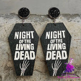 Grave Undead Bat Coffin Cross Earrings