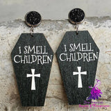 Grave Undead Bat Coffin Cross Earrings