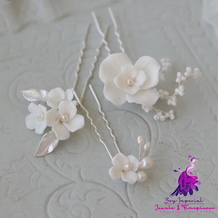 Hard Porcelain Flower Hair Fork