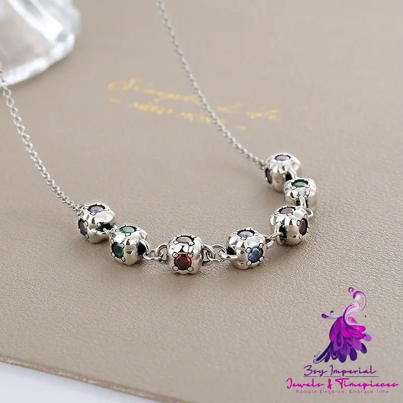 Colorful Square Dice Zircon Necklace