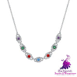 Colorful Square Dice Zircon Necklace