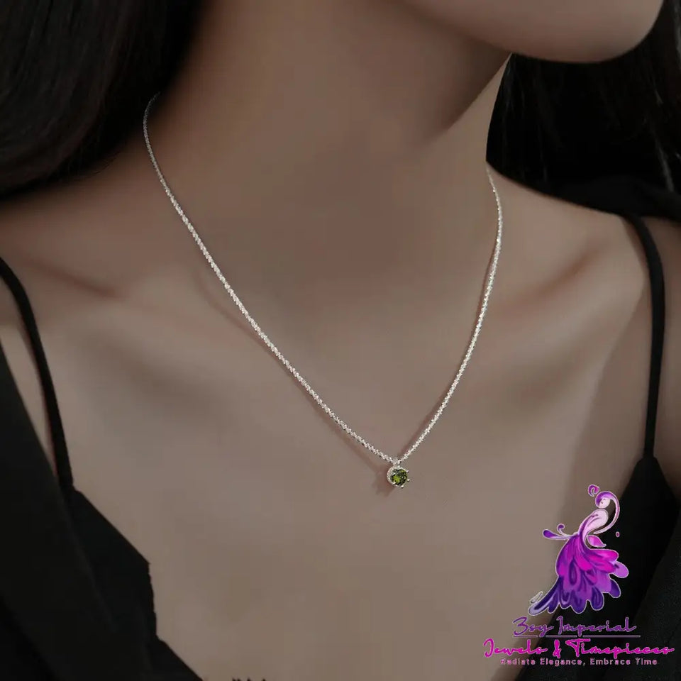 Olive Green Zirconia Collar Chain for Women