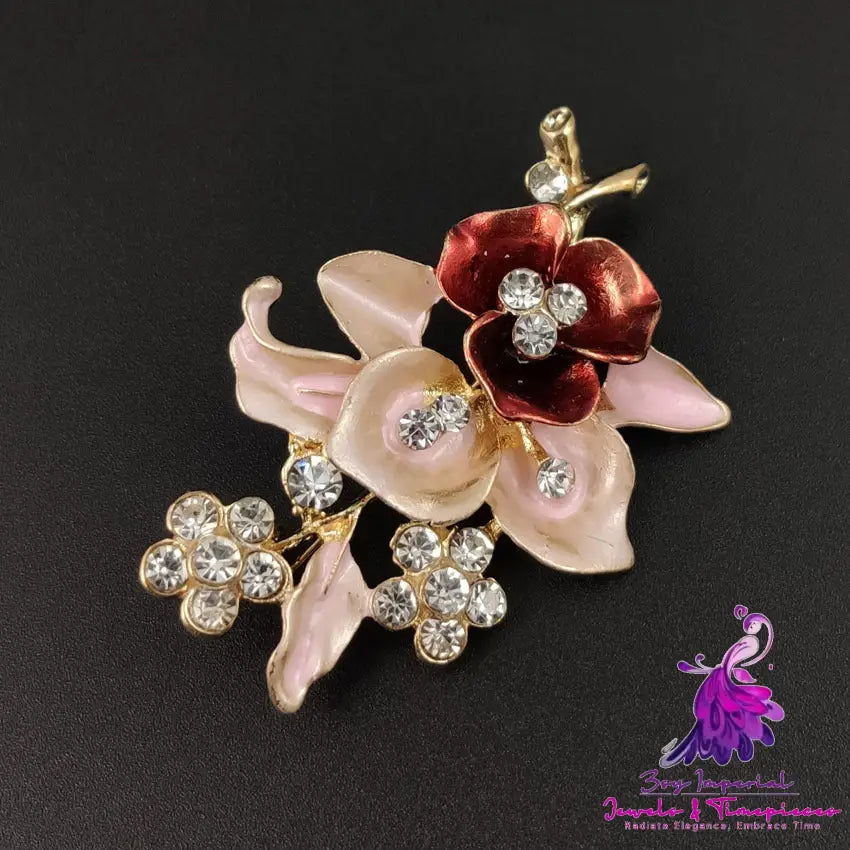 Diamond Flower Corsage Brooch