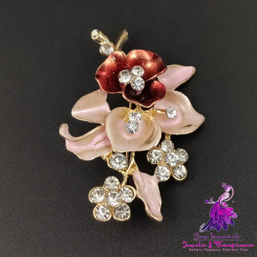 Diamond Flower Corsage Brooch