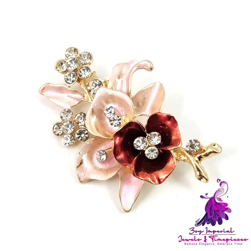 Diamond Flower Corsage Brooch