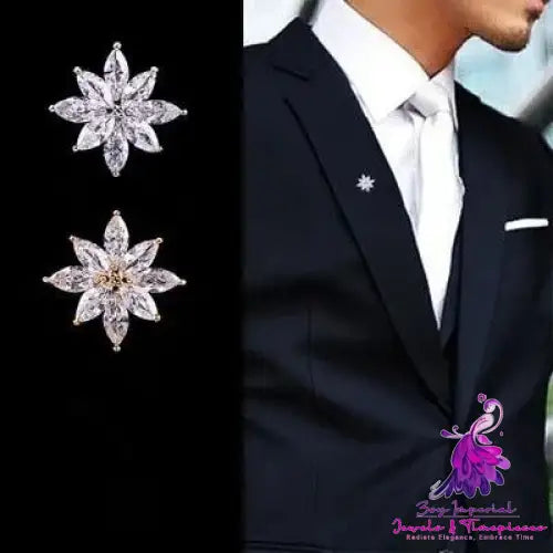 Crystal Brooch Collar Pin