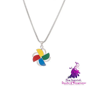 Color Rotating Windmill Necklace