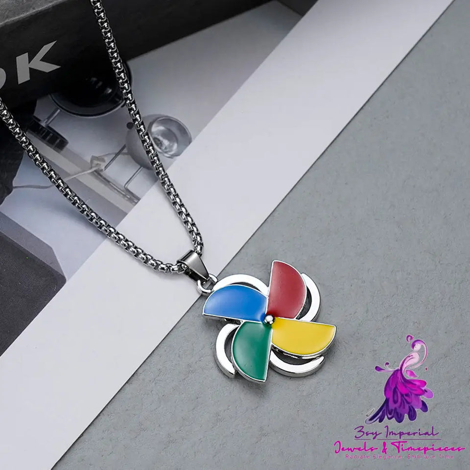 Color Rotating Windmill Necklace