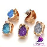 Oval Crystal Cluster Color Plated Wrap Ring