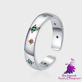 French Light Luxury Color Star Ring for Index Finger