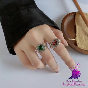 Color Zircon Hand Woven Twist Ring