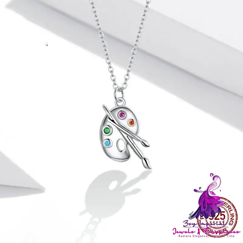 Sterling Silver Color Zircon Necklace