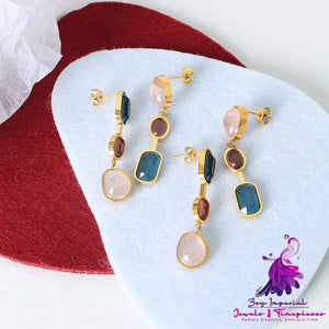 Crystal Glass Colored Earrings