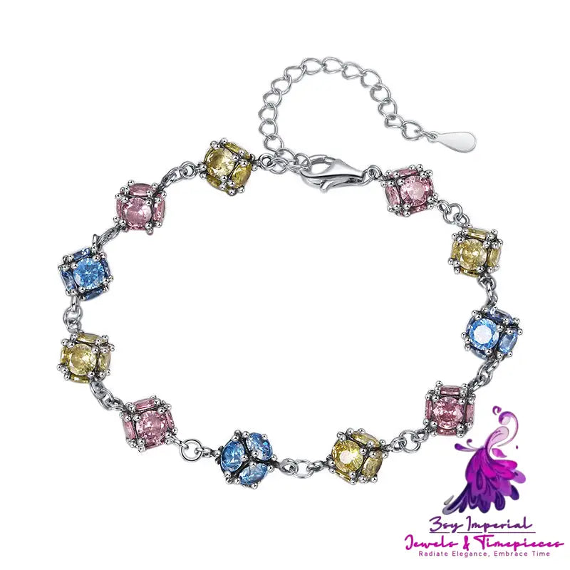 Colored Glass Ball Zircon Bracelet